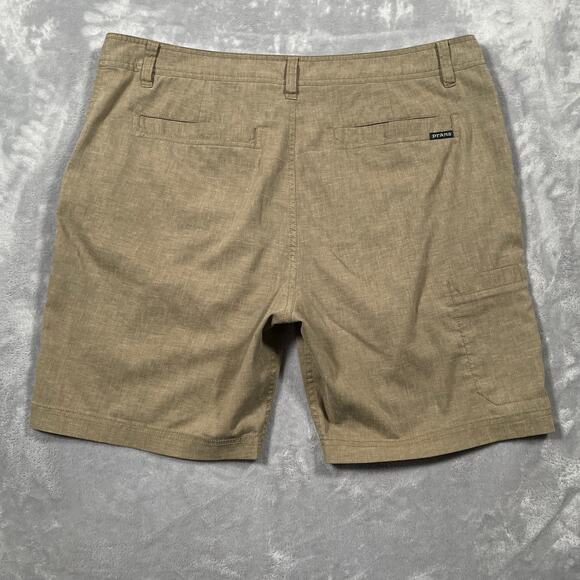 Prana Furrow Shorts Mens 38 Tan Hemp Blend Outdoor Hiking Casual Performance - Picture 2 of 9